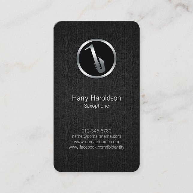 Visita Tarjeta de presentación Grunge de icono saxofonist (Anverso)