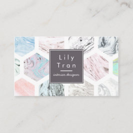 Visita Tarjeta de presentación Hexagon Watercolor Marble