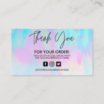 Tarjeta de presentación Holográfica Gracias Pastel