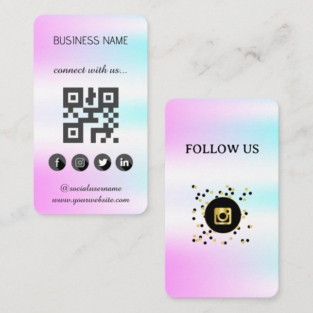 Visita Tarjeta de presentación holográfica QR Code para m (Anverso / Reverso)