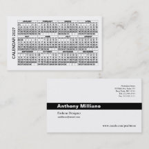 Tarjeta de presentación horizontal de calendario 2
