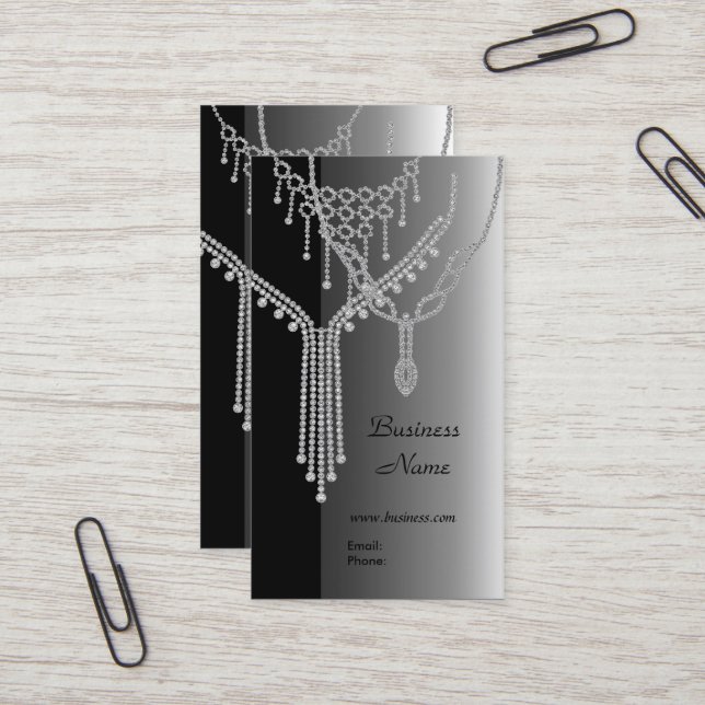 Visita Tarjeta de presentación Joyas elegantes Gris plata (Anverso/Reverso In Situ)