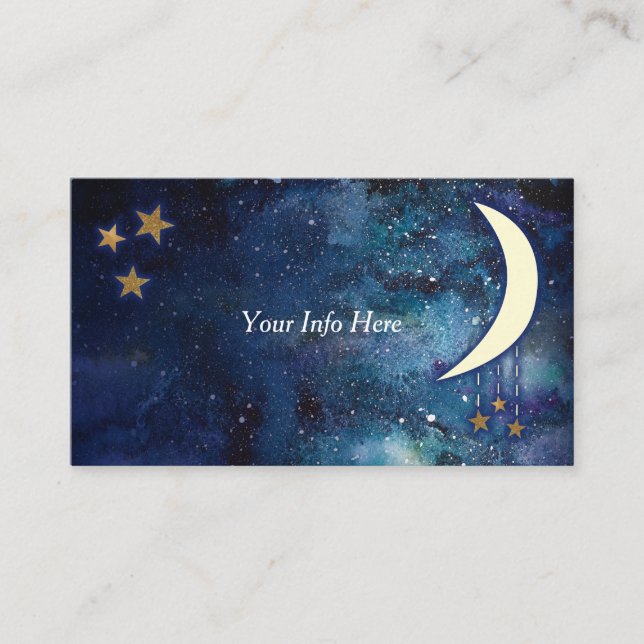 Visita Tarjeta de Presentación Luna y Estrellas (Anverso)