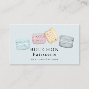 Visita Tarjeta de presentación Macaron Light Blue Bakery