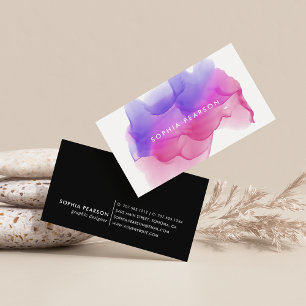 Visita Tarjeta de presentación Magenta Watercolor Blot