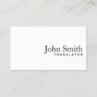 Tarjeta de presentación mínima del traductor blanc
