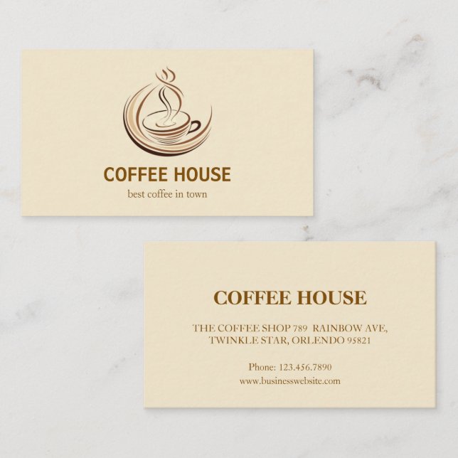 Visita Tarjeta de presentación Mínima Simple Coffee Shop  (Anverso / Reverso)