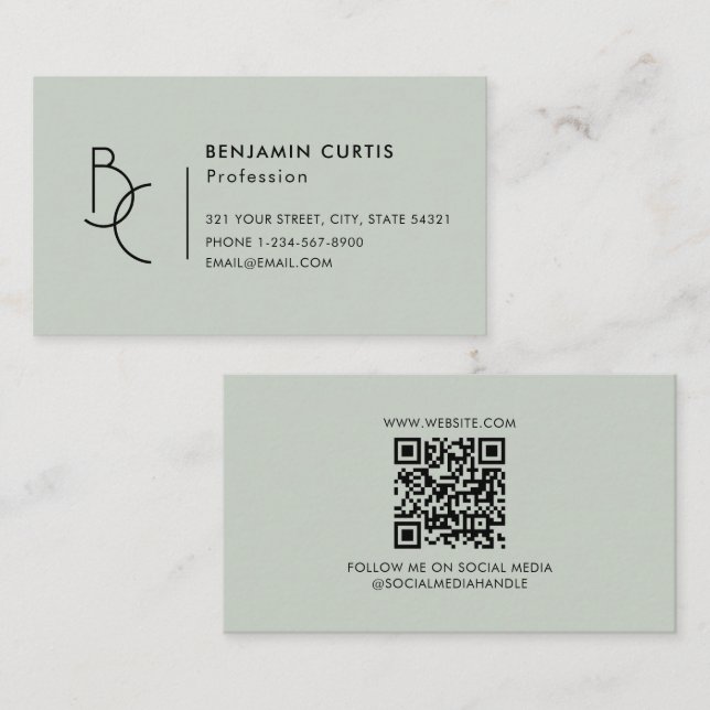 Visita Tarjeta de presentación minimalista con código QR  (Anverso / Reverso)