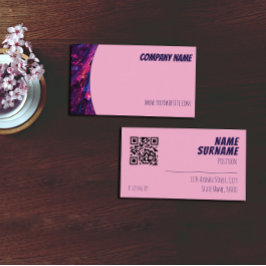 Visita Tarjeta de presentación minimalista QR azul morado