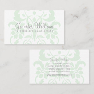 Visita Tarjeta de presentación Mint Green Subtle Damask