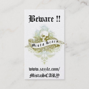 Visita Tarjeta de presentación Mista SCARY Skull Banner 