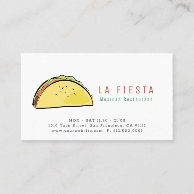 Visita Tarjeta de presentación moderna de restaurante mex (Anverso)