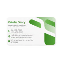 Tarjeta de Presentación Moderna Verde Minimalista 