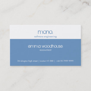 Visita Tarjeta de presentación Mono Cornflower Blue & Wh