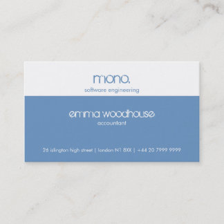 Visita Tarjeta de presentación Mono Cornflower Blue & Whi