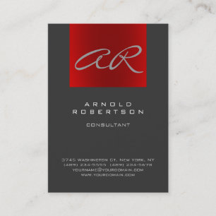 Visita Tarjeta de presentación Monograma Gris Rojo