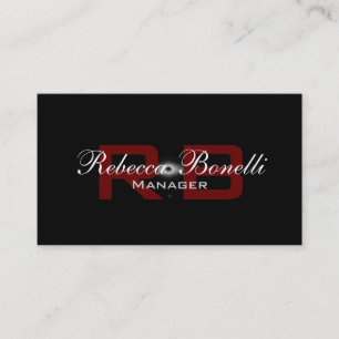Visita Tarjeta de presentación Monograma Rojo Blanco Únic