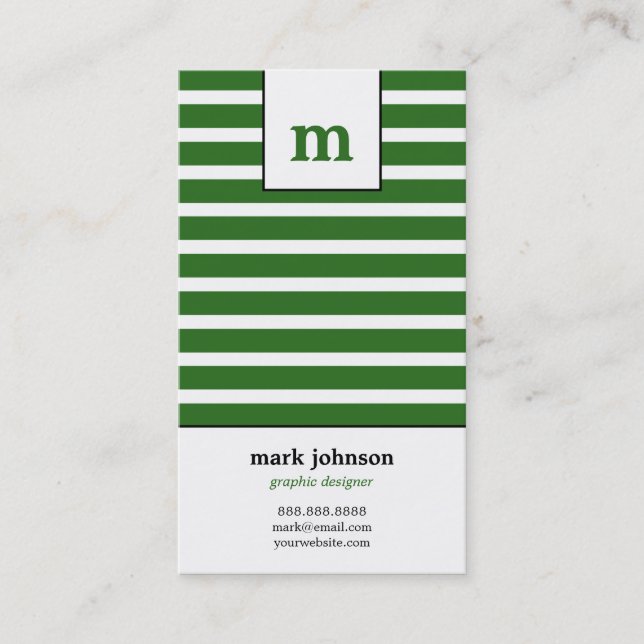 Visita Tarjeta de presentación Monograma - Verde - (Anverso)