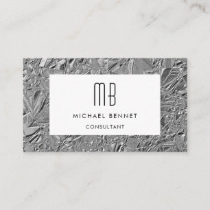 Visita Tarjeta de presentación Monogramada Silver Metalli