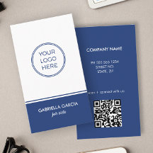Tarjeta de Presentación Negocios Azul Simple Logo 