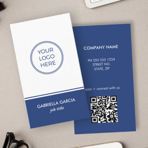 Visita Tarjeta de Presentación Negocios Azul Simple Logo 