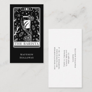 Visita Tarjeta de presentación negra de barista de Tarot