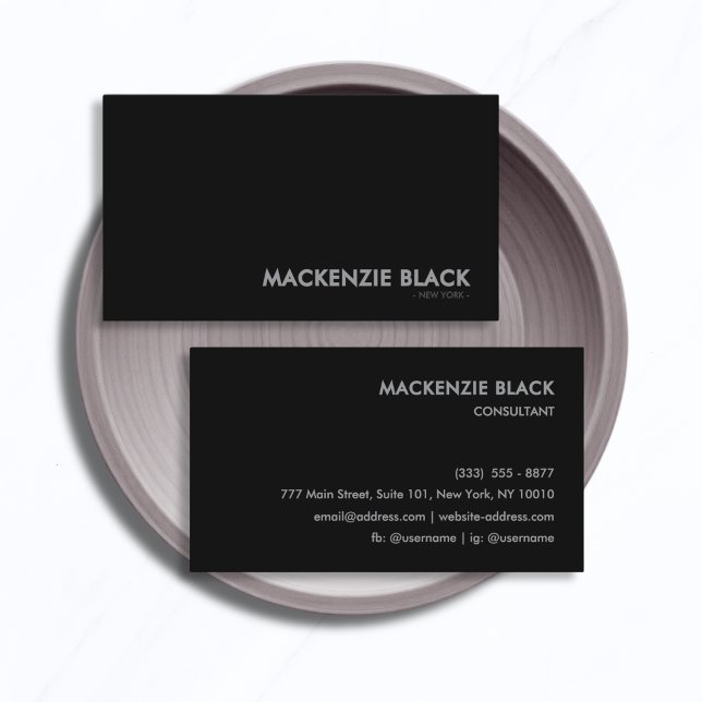 Visita Tarjeta de Presentación Negra Monocroma Minimalist (Subido por el creador)