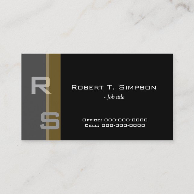 Visita tarjeta de presentación negra simple y elegante (Anverso)