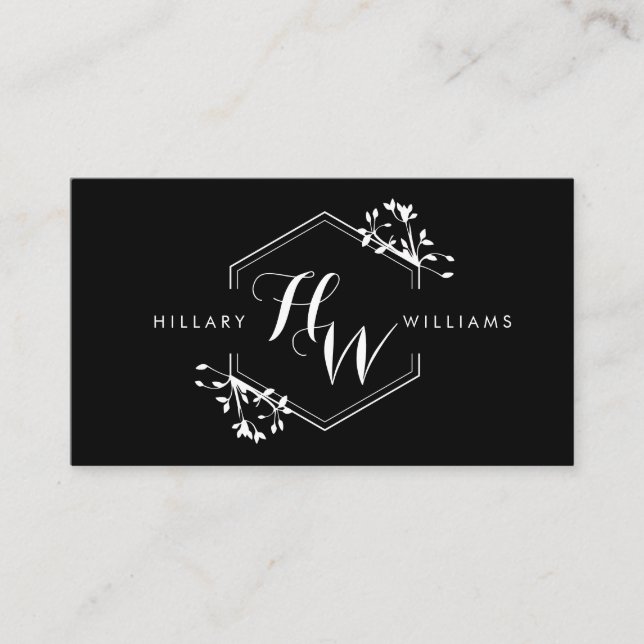 Visita Tarjeta de presentación Ornate Vine and Leaf Monog (Anverso)