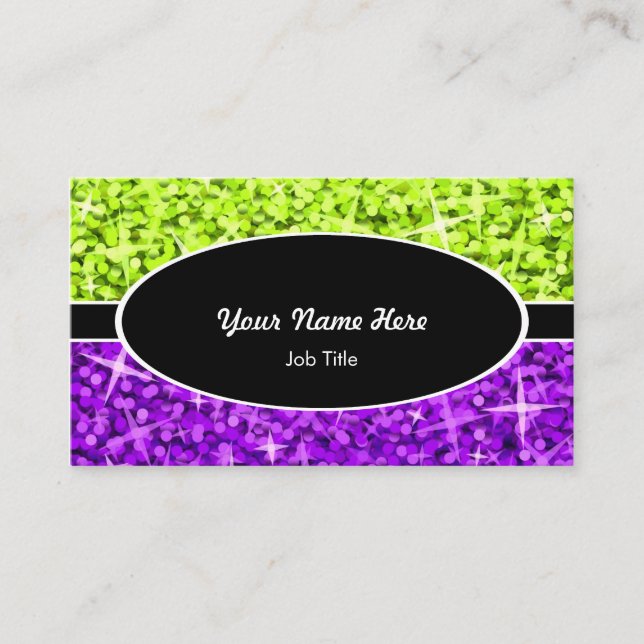 Visita Tarjeta de presentación ovalada negra Glitz Mix Li (Anverso)