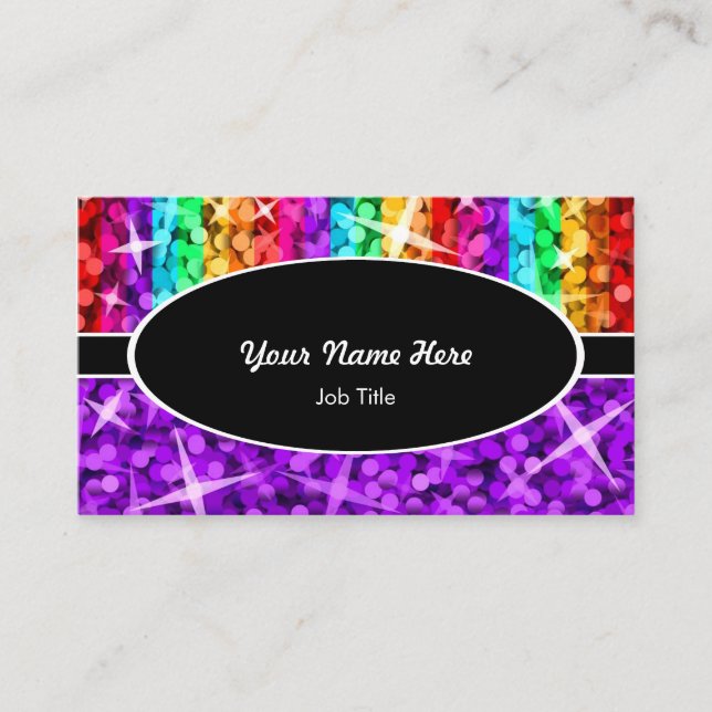 Visita Tarjeta de presentación ovalada negra Glitz Mix Ra (Anverso)