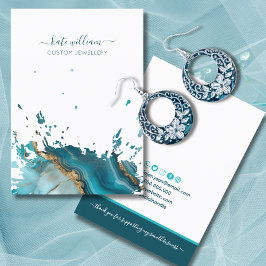 Visita Tarjeta de presentación para aretes de ágata teal