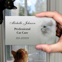 Tarjeta de presentación para atención de gatos