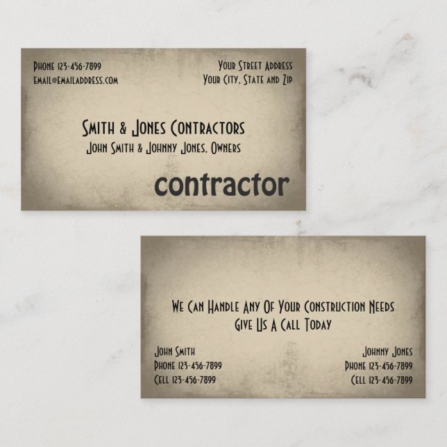 Visita Tarjeta de presentación para construcción de contr (Anverso / Reverso)