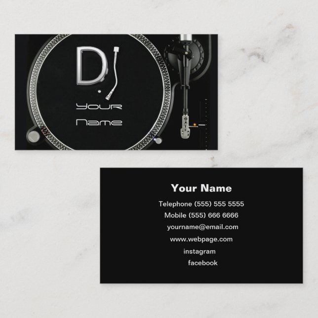 Visita Tarjeta de presentación para DJ (Anverso / Reverso)