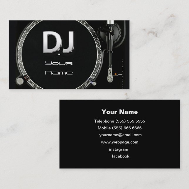 Visita Tarjeta de presentación para DJ (Anverso / Reverso)