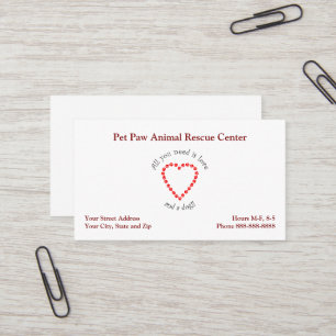 Visita Tarjeta de presentación para el refugio de rescate