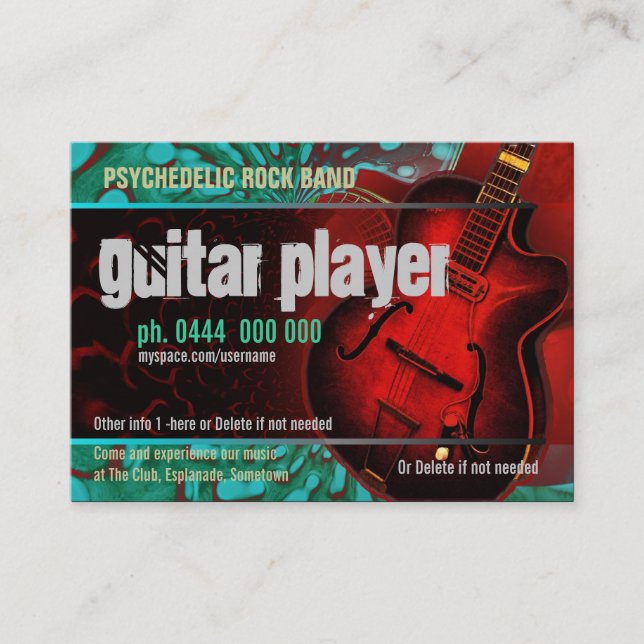 Visita Tarjeta de presentación para guitarra (Anverso)