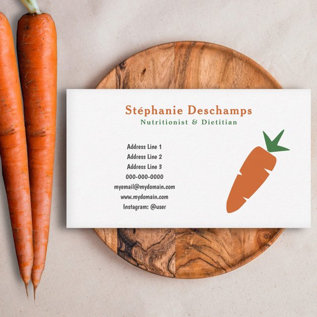 Visita Tarjeta de presentación para la Nutricionista y la (Nutritionist & Dietitian Carrot Business Card)