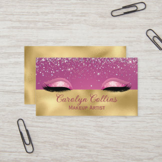 Visita Tarjeta de presentación para maquillaje rosa y dor