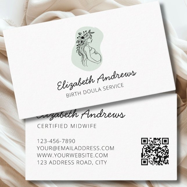 Visita Tarjeta de presentación para mujeres embarazadas-s (Pregnant Woman Illsutration Boho-simpel-modern Business Cards
)