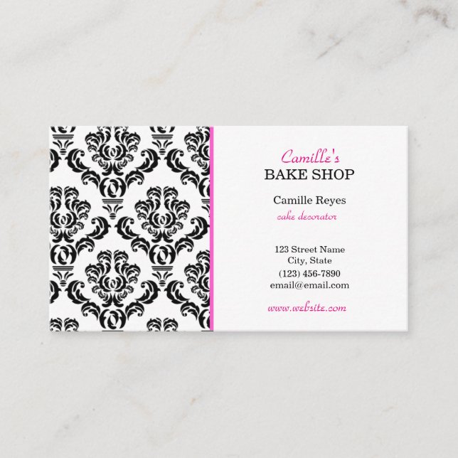 Visita Tarjeta de presentación para panaderías de Damask  (Anverso)