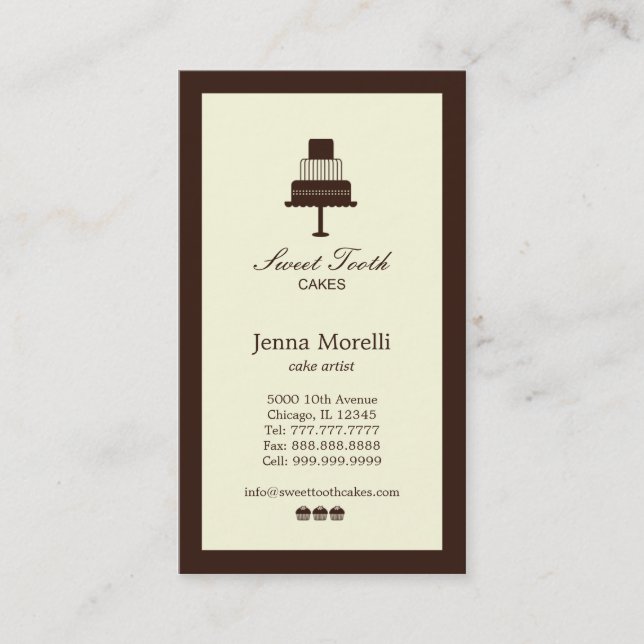 Visita Tarjeta de presentación para pasteles y pasteles (Anverso)