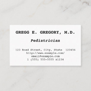 Visita Tarjeta de presentación para pediatras minimalista