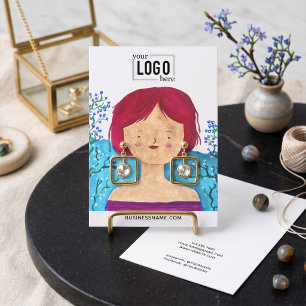 Visita Tarjeta de presentación para pendientes con logo p