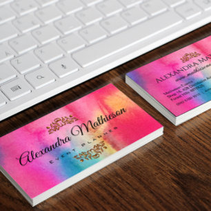 Visita Tarjeta de presentación Pastel Rainbow Watercolor
