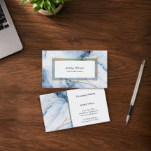 Tarjeta de presentación personalizada azul mármol