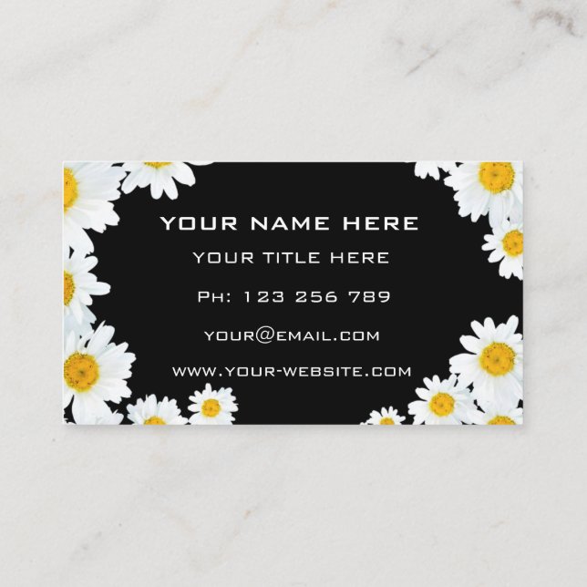 Visita Tarjeta de Presentación Personalizada con Daisies  (Reverso)