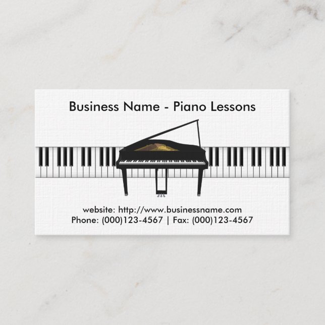 Visita Tarjeta de presentación Piano Lecciones: Modelo Pi (Anverso)