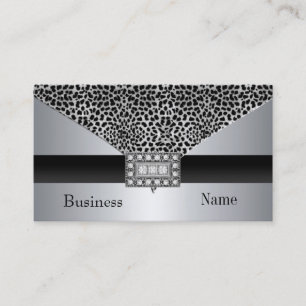 Visita Tarjeta de Presentación Piel de Animal Plata Negro
